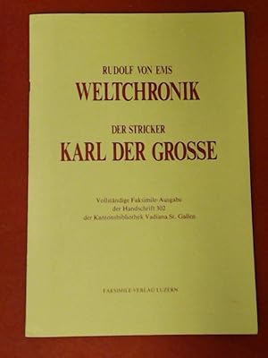 Bild des Verkufers fr Weltchronik - Der Stricker Karl der Grosse. Promotions-Mappe. zum Verkauf von Wissenschaftliches Antiquariat Zorn