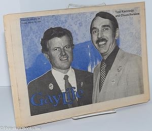 Immagine del venditore per GayLife: the Midwest gay newsleader with Blazing Star; vol. 5, #39, Friday, March. 14, 1980: Ted Kennedy & Chuck Renslow venduto da Bolerium Books Inc.
