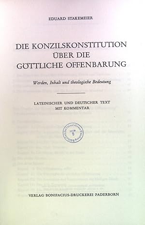 Bild des Verkufers fr Die Konzilskonstitution ber die gttliche Offenbarung: Werden, Inhalt und theologische Bedeutung. Konfessionskundliche und kontroverstheologische Studien, Band XVIII; zum Verkauf von books4less (Versandantiquariat Petra Gros GmbH & Co. KG)