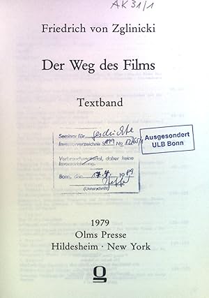 Bild des Verkufers fr Der Weg des Films: Textband zum Verkauf von books4less (Versandantiquariat Petra Gros GmbH & Co. KG)