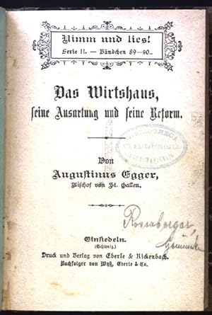 Seller image for Das Wirtshaus, seine Ausartung und seine Reform; Nim und Lies! Serie 2 - Bndchen 89-90; for sale by books4less (Versandantiquariat Petra Gros GmbH & Co. KG)