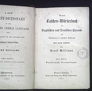 Seller image for Neues Taschen-Wrterbuch der Englischen und Deutschen Sprache. Zwei Theile. for sale by books4less (Versandantiquariat Petra Gros GmbH & Co. KG)
