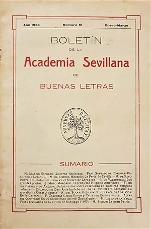 BOLETÍN de la Academia Sevillana de Buenas Letras. Número 61, 1933.