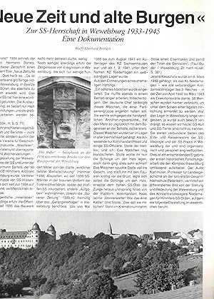 Bild des Verkufers fr Neue Zeit und alte Burgen. Zur SS-Herrschaft in Wewelsburg 1933 - 1945. Eine Dokumentation (in: Die Warte Nr. 34 Juli 1982 / 43. Jahrgang) zum Verkauf von Paderbuch e.Kfm. Inh. Ralf R. Eichmann