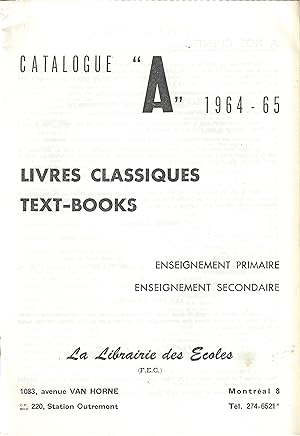 Catalogue A 1964 Livres classiques. Text-books