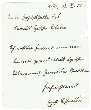 Imagen del vendedor de Eigenh. Brief mit Unterschrift. a la venta por Kotte Autographs GmbH