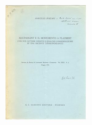 Bild des Verkufers fr Maupassant e il monumento a Flaubert (con due lettere inedite e qualche considerazione su una recente Correspondance). zum Verkauf von Libreria Oreste Gozzini snc