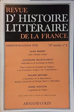 Revue d'histoire littéraire de la France 78e année - N° 5. Jean Henault (suite, par Niderst). Mél...