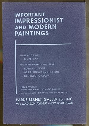 Important Impressionist and Modern Paintings: Estate of the Late Elmer Rice and Other Owners