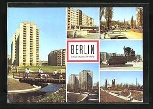 Seller image for Ansichtskarte Berlin, moderne Architektur, Ernst-Thlmann-Park, am Goldfischteich, Brunnen in der Franz-Dahlem-Strasse for sale by Bartko-Reher