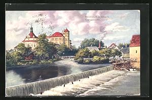 Bild des Verkufers fr Knstler-Ansichtskarte Neuhaus / Jindrichuv Hradec, das Schloss vom Wasserlauf aus gesehen zum Verkauf von Bartko-Reher