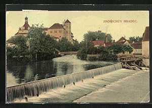 Bild des Verkufers fr Ansichtskarte Neuhaus / Jindrichuv Hradec, am Wasserlauf unter dem Schloss zum Verkauf von Bartko-Reher