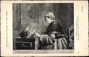 Künstler Ansichtskarte / Postkarte Chardin, Jean Baptitste, Dame prenant son The, Eine Dame, die ...