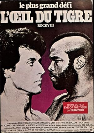 Bild des Verkufers fr Ansichtskarte / Postkarte Schauspieler Sylvester Stallone und Mr. T, Rocky III, Filmplakat zum Verkauf von akpool GmbH