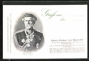 Ansichtskarte Edwin Freiherr von Manteuffel, preuss. Generalfeldmarschall, Statthalter von Elsass...