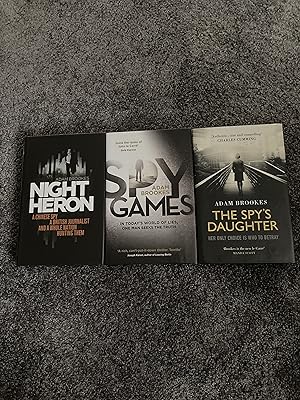 Seller image for THE PHILIP MANGAN TRILOGY: NIGHT HERON; SPY GAMES; THE SPY'S DAUGHTER: SIGNED, STAMPED UK FIRST EDITION HARDCOVER SET for sale by Books for Collectors