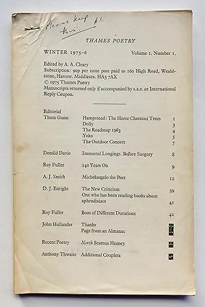 Seller image for Thames Poetry, Volume 1, Number 1, Winter 1975-76 [proof sheets] for sale by George Ong Books