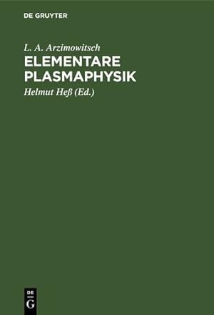 Imagen del vendedor de Elementare Plasmaphysik (German Edition) [Hardcover ] a la venta por booksXpress