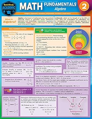 Bild des Verkufers fr Math Fundamentals 2 - Algebra: A Quickstudy Laminated Reference Guide by Warren, Peggy, Wright, Susan, LLC [Paperback ] zum Verkauf von booksXpress