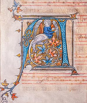 An Angel Hybrid in a historiated initial on a cutting from a Choirbook in Latin [France (Paris), ...