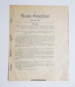 Imagen del vendedor de Reichs-Gesetzblatt Nr. 24 vom 1. Februar 1919 a la venta por Antiquariat Zinnober