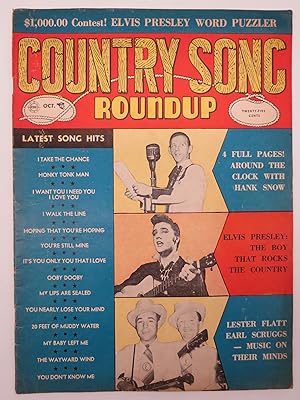 COUNTRY SONG ROUNDUP MAGAZINE, OCTOBER 1956 ( ELVIS PRESLEY COVER & WORD PUZZLER CONTEST)