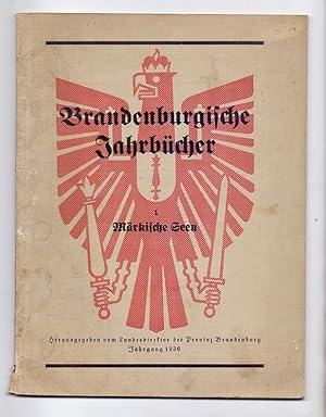 Bild des Verkufers fr Brandenburgische Jahrbcher. Schriftenreihe fr Natur- und Landschaftsschutz, Geschichtsforschung, Archivwesen, Boden- und Denkmalpflege, Volkskunde, Heimatmuseen. Herausgegeben vom Landesdirektor der Provinz Brandenburg. Band 1: Mrkische Seen, bearbeitet von Dr. Hans Klose. zum Verkauf von Kunze, Gernot, Versandantiquariat