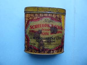 Bild des Verkufers fr Originalblechdose: 50 gr Schildpatt-Schg feinste Virginia Schg Mischung. zum Verkauf von Antiquariat Heinzelmnnchen