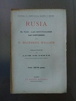 Image du vendeur pour RUSIA. EL PAIS - LAS INSTITUCIONES - LAS COSTUMBRES. Traduccin por Luis Tern mis en vente par Libreria Jimenez (Libreria A&M Jimenez)