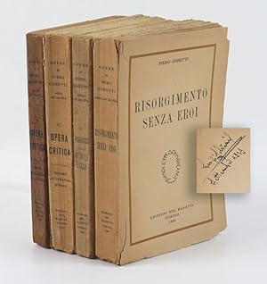 Imagen del vendedor de Opere di Piero Gobetti edite e inedite: 1. Risorgimento senza eroi; 2. Paradosso dello spirito russo; 3. Opera critica, tomo 3.1. Arte religione filosofia, tomo 3.2. Teatro letteratura storia a la venta por Libreria Antiquaria Pontremoli SRL