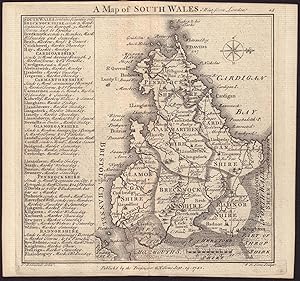 A map of South Wales. West from London