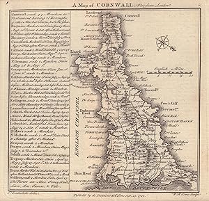 A map of Cornwall. West from London