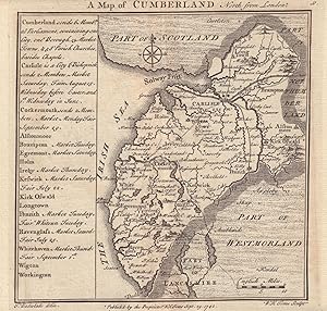 A map of Cumberland. North from London