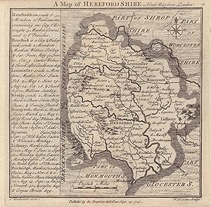 A map of Herefordshire. North west from London