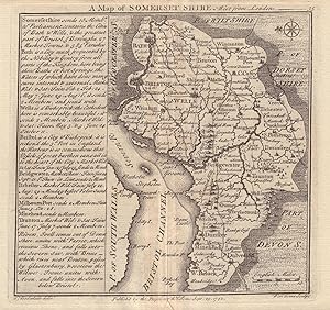 A map of Somersetshire. West from London