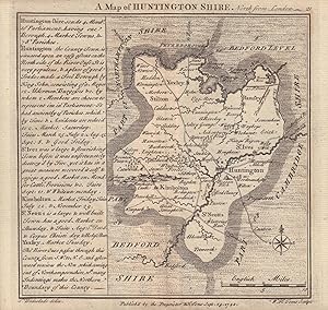 A map of Huntingdonshire. North from London