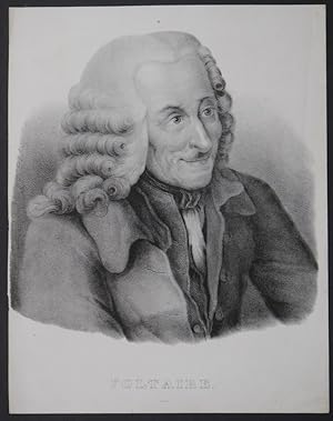 Image du vendeur pour Brustbild leicht nach rechts. Bezeichnung unterhalb der Darstellung: VOLTAIRE. mis en vente par Antiquariat Rainer Schlicht