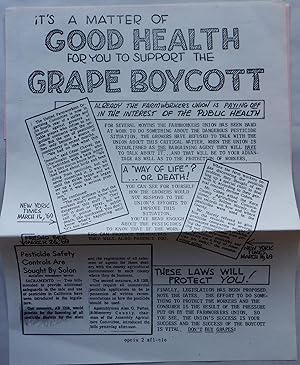 It's a Matter of Good Health for you to Support the Grape Boycott Awareness Flier