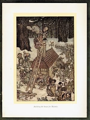 'Building the house for Maimie' [page 104] Art Nouveau Original Vintage Print by Arthur Rackham f...