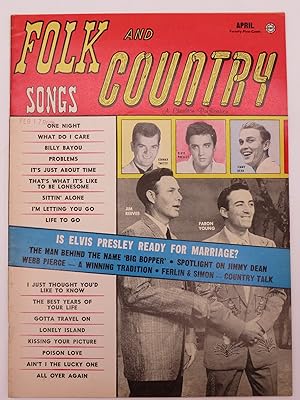 FOLK AND COUNTRY SONGS MAGAZINE, APRIL 1959 ( ELVIS PRESLEY COVER & 2-PAGE FEATURE)