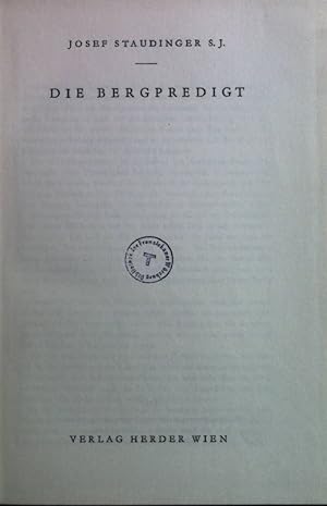 Bild des Verkufers fr Die Bergpredigt. zum Verkauf von books4less (Versandantiquariat Petra Gros GmbH & Co. KG)