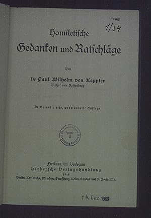 Seller image for Homiletische Gedanken und Ratschlge. for sale by books4less (Versandantiquariat Petra Gros GmbH & Co. KG)