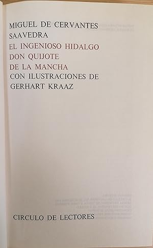 Imagen del vendedor de El Ingenioso Hidalgo Don Quijote de la Mancha. Con ilustraciones de Gerhart Kraaz a la venta por TU LIBRO DE OCASION