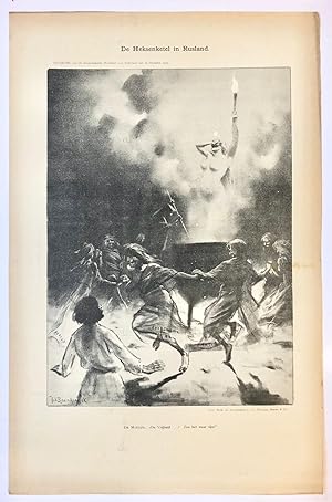 [Original lithograph/lithografie by Johan Braakensiek] De Heksenketel in Rusland, 10 December 190...
