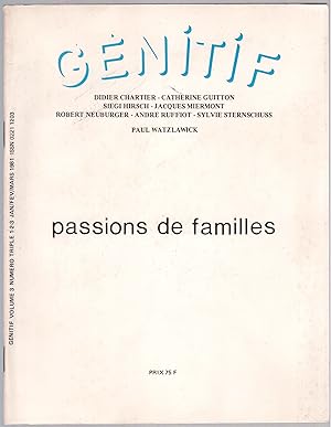 Imagen del vendedor de Gnitif. Volume 3. Numro triple 1-2-3. Jan/fv/mars 1981 - Passions de familles a la venta por LibrairieLaLettre2