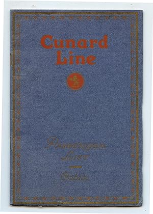 Cabin Passenger List, R. M. S. "Antonia", Friday, 26th November, 1926