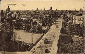 Ansichtskarte / Postkarte München, Gesamtansicht, Straßenbahn