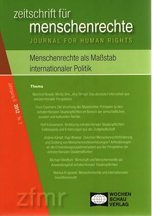 Seller image for Zeitschrift fr Menschenrechte: Menschenrechte als Mastab fr internationale Politik. 2012 Nr. 2. for sale by Fundus-Online GbR Borkert Schwarz Zerfa