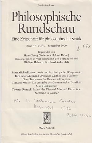 Image du vendeur pour Logik und Psychologie bei Wittgenstein. [Aus: Philosophische Rundschau, Bd. 47, Heft 3, September 2000]. mis en vente par Fundus-Online GbR Borkert Schwarz Zerfa