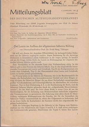 Mitteilungsblatt des Deutschen Altphilologenverbandes, 4. Jg., Nr. 4, Dezember 1961.